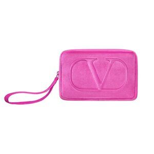 Valentino Phone pouch , make up travel pouch with wrist In Rose Pink NEW